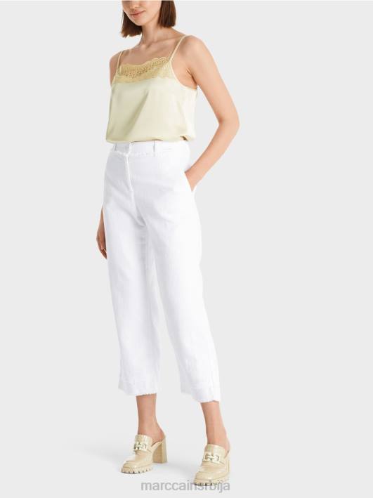 панталоне са ресама у ланеном изгледу Marc Cain D688619 бео одећу