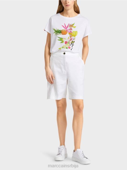 женствене кратке хлаче са растезљивим појасом Marc Cain D688622 бео одећу