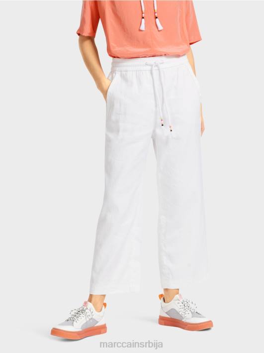 лежерне летње панталоне у мешавини лана Marc Cain D688626 бео одећу