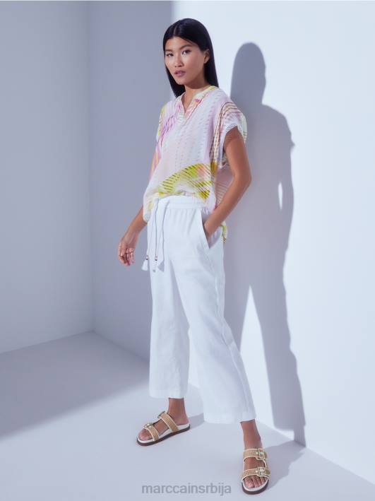 лежерне летње панталоне у мешавини лана Marc Cain D688626 бео одећу