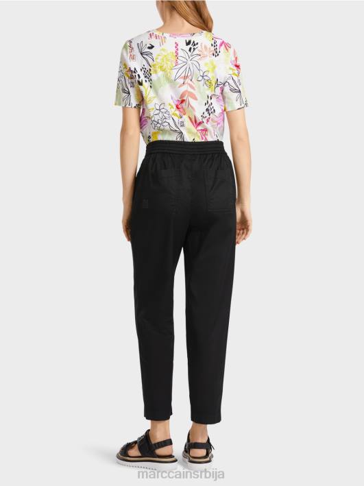 панталоне са наборима и растезљивим појасом Marc Cain D688627 црн одећу