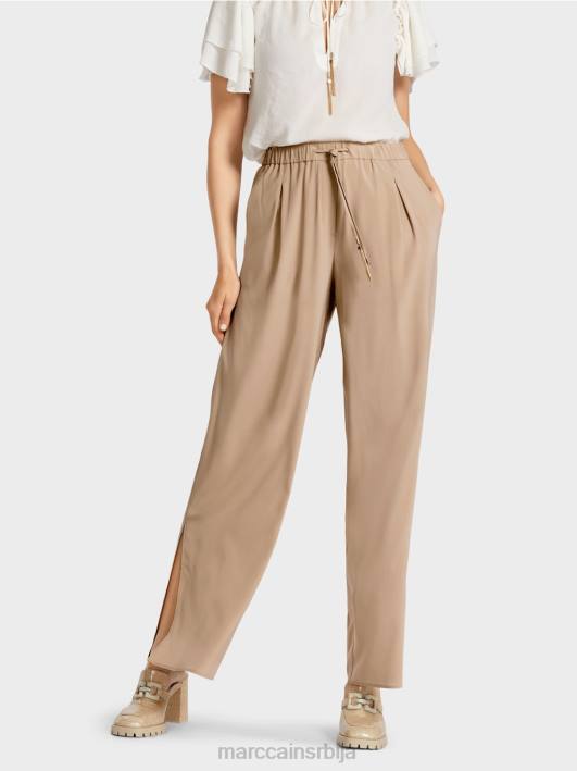 еластичне свилене панталоне Marc Cain D688632 дубок песак одећу