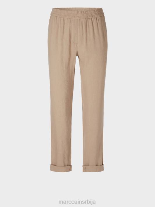 ланене панталоне са јоггер појасом Marc Cain D688642 дубок песак одећу