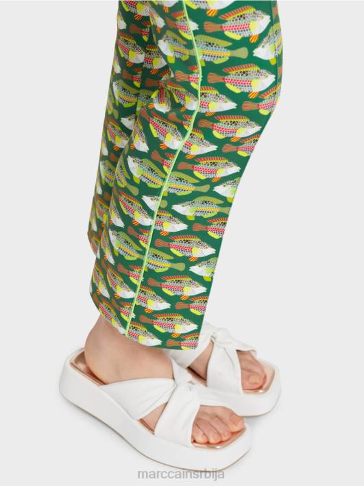 фредерица панталоне од дреса са животињским принтом Marc Cain D688668 тамно зелена маховина одећу