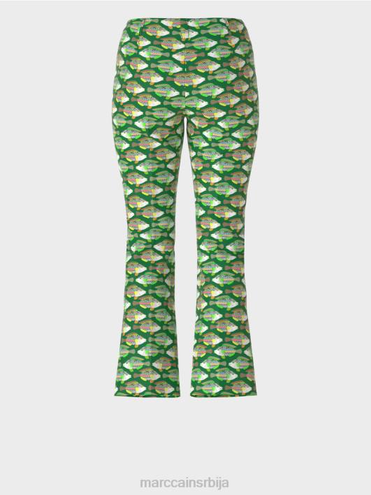 фредерица панталоне од дреса са животињским принтом Marc Cain D688668 тамно зелена маховина одећу