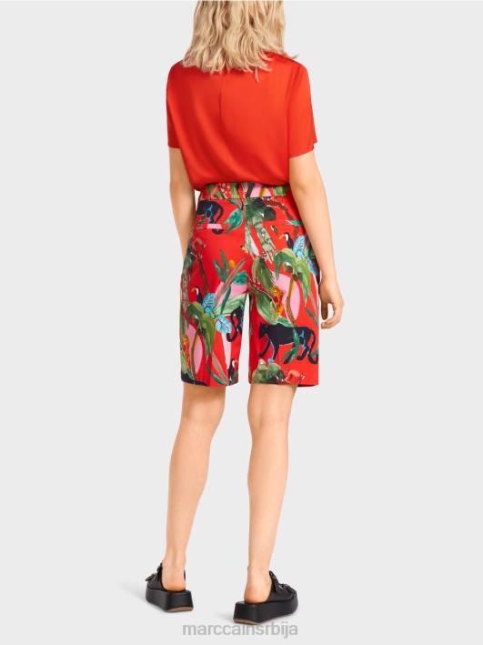 финике шортс са тропским мотивом Marc Cain D688681 ватрено црвено одећу