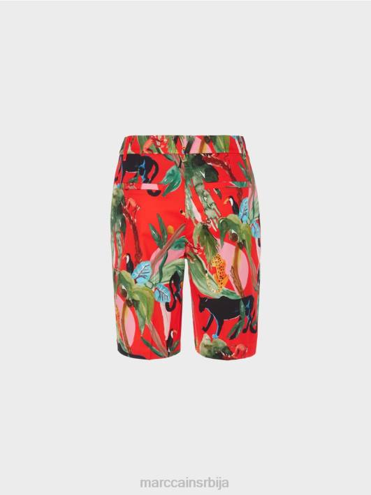 финике шортс са тропским мотивом Marc Cain D688681 ватрено црвено одећу