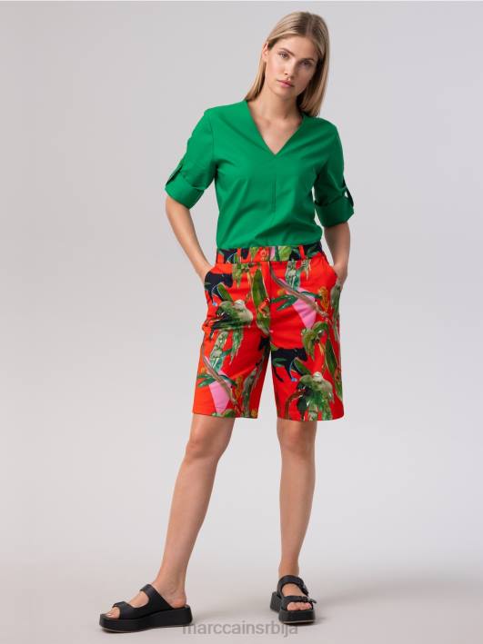 финике шортс са тропским мотивом Marc Cain D688681 ватрено црвено одећу