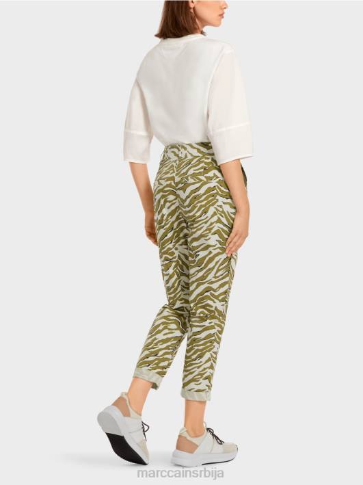 плисиране предње панталоне са леопард принтом Marc Cain D688696 крема у праху одећу