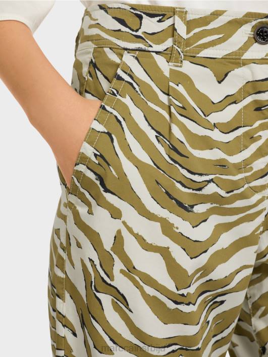 плисиране предње панталоне са леопард принтом Marc Cain D688696 крема у праху одећу