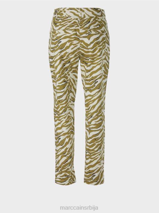 плисиране предње панталоне са леопард принтом Marc Cain D688696 крема у праху одећу