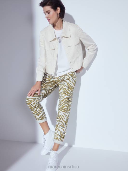 плисиране предње панталоне са леопард принтом Marc Cain D688696 крема у праху одећу