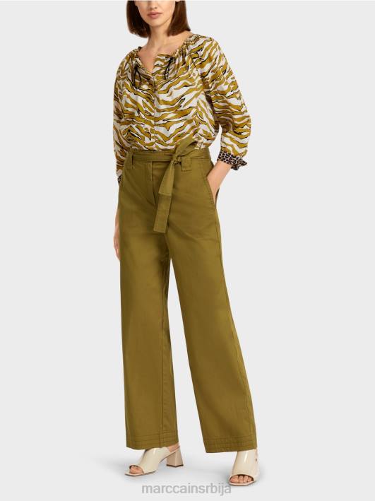 панталоне у стилу папирне кесе "преиспитамо заједно". Marc Cain D688697 жута олив одећу