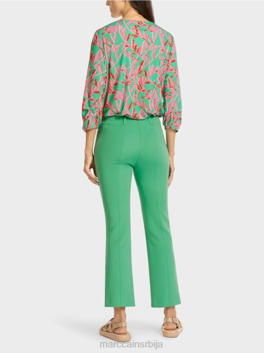 класичне панталоне са притиснутим наборима Marc Cain D688701 светли жад одећу