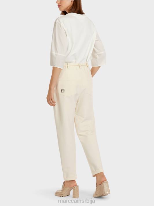 растезљиве памучне панталоне Marc Cain D688705 светло екру одећу
