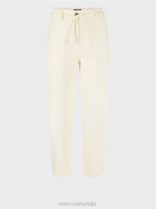растезљиве памучне панталоне Marc Cain D688705 светло екру одећу