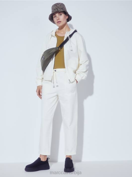 растезљиве памучне панталоне Marc Cain D688705 светло екру одећу