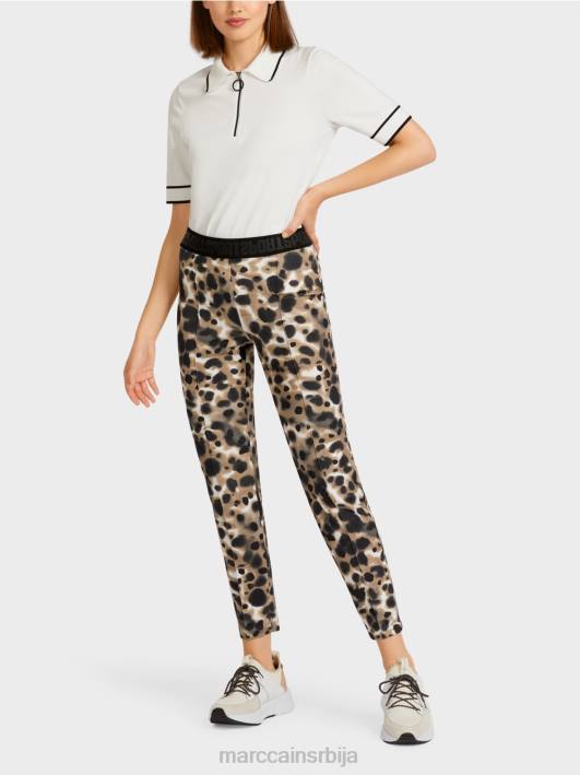 растезљиве панталоне са притиснутим наборима Marc Cain D688708 лагана кафа одећу