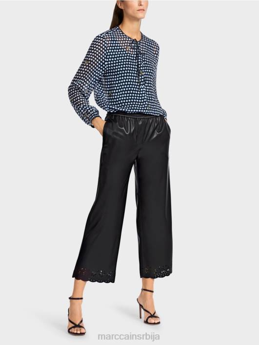 лежерне широке панталоне од вештачке коже Marc Cain D688713 црн одећу