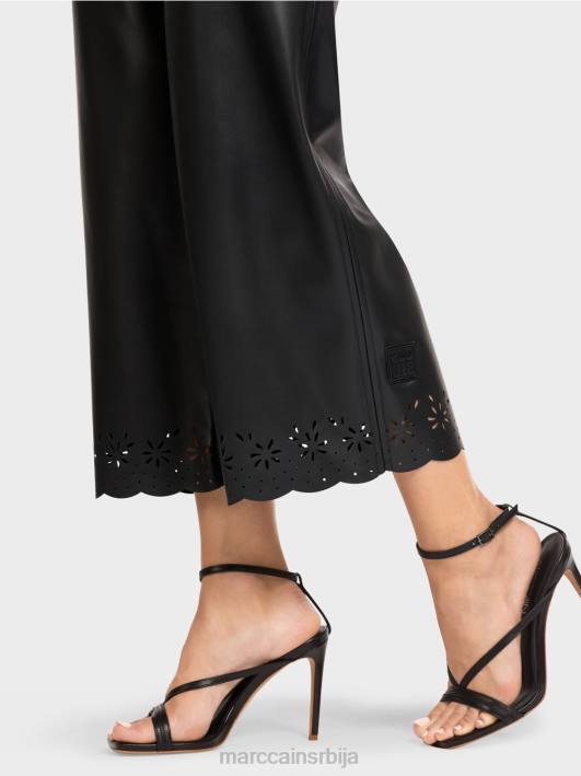 лежерне широке панталоне од вештачке коже Marc Cain D688713 црн одећу