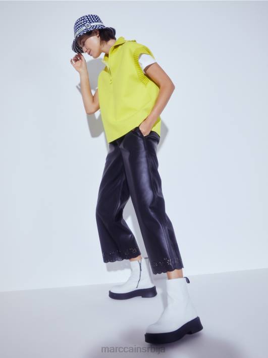 лежерне широке панталоне од вештачке коже Marc Cain D688713 црн одећу