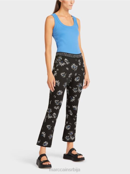 уске панталоне са дезеном Marc Cain D688714 црн одећу