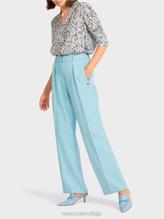 лагане панталоне са притиснутим наборима Marc Cain D688734 атмосферско плаво одећу