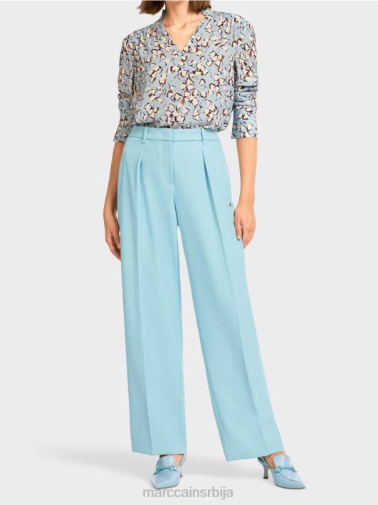 лагане панталоне са притиснутим наборима Marc Cain D688734 атмосферско плаво одећу