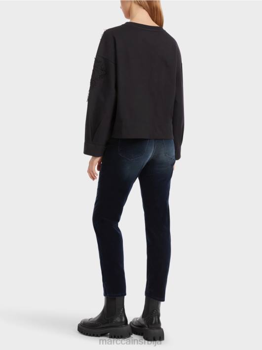 дуксерица са шљокицама и чипком Marc Cain D6881219 поноћно плава одећу