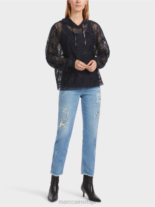 дуксерица од тила од чипке Marc Cain D6881220 поноћно плава одећу