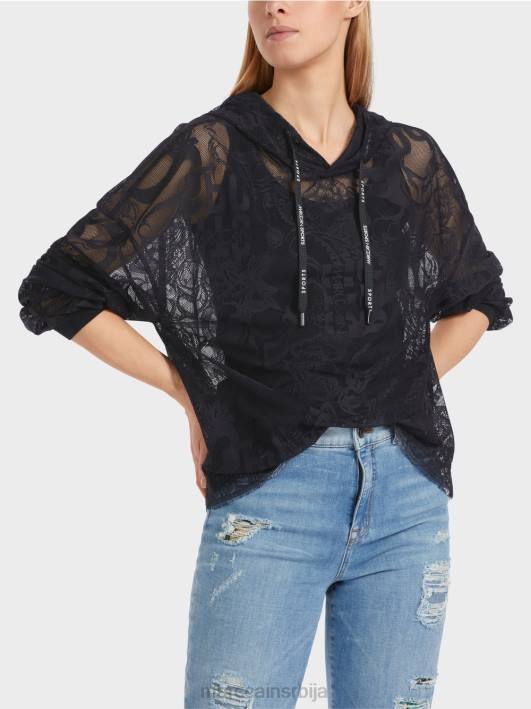 дуксерица од тила од чипке Marc Cain D6881220 поноћно плава одећу