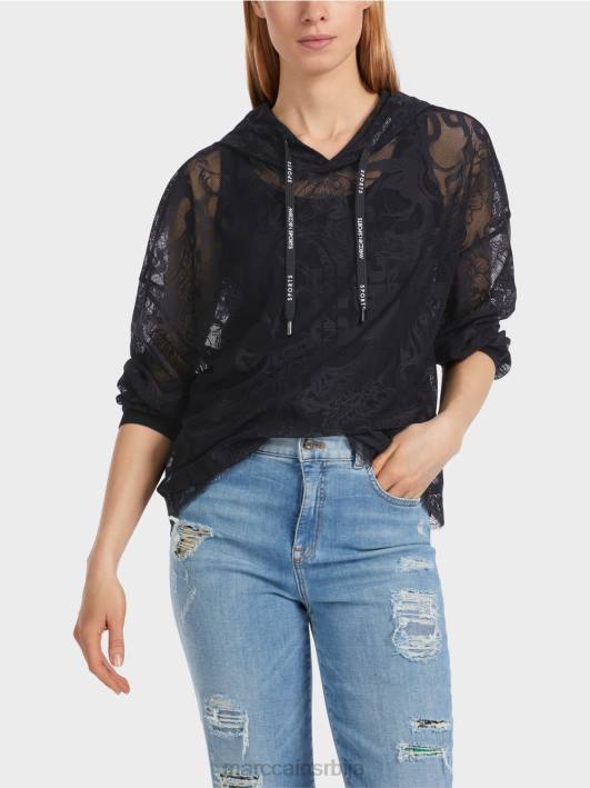 дуксерица од тила од чипке Marc Cain D6881220 поноћно плава одећу