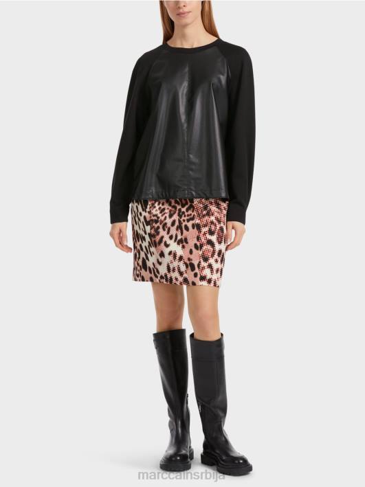 раглан дуксерица са мешавином материјала Marc Cain D6881222 црн одећу