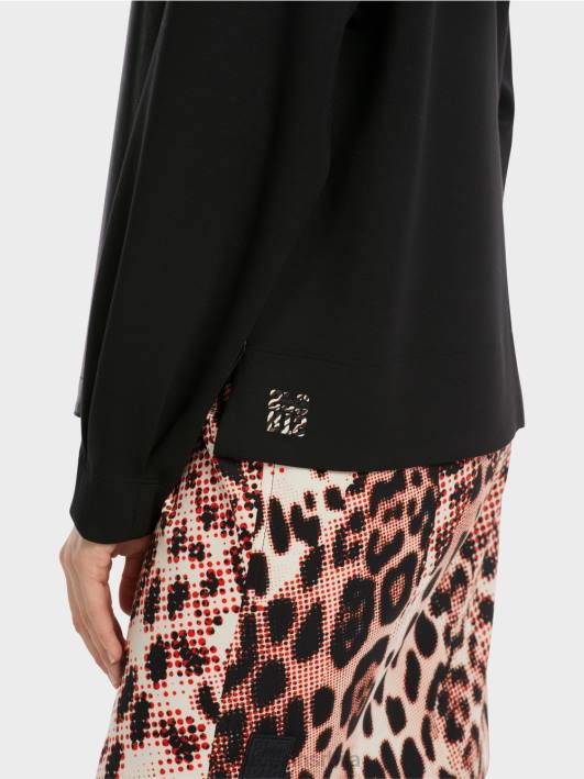 раглан дуксерица са мешавином материјала Marc Cain D6881222 црн одећу