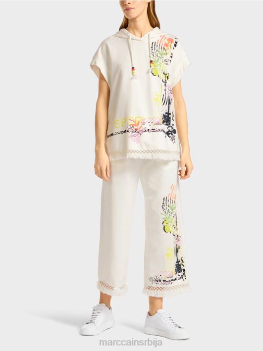 дуксерица са капуљачом са ресама Marc Cain D6881225 прљаво бело одећу