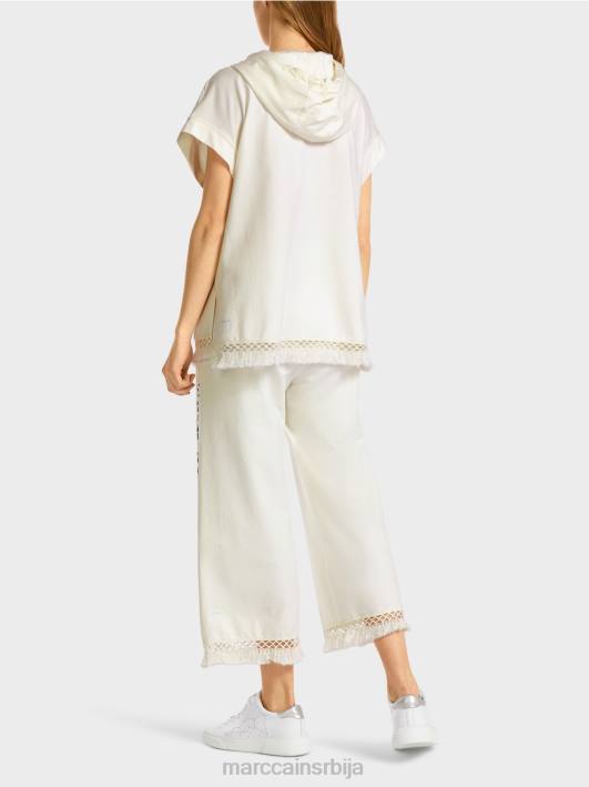 дуксерица са капуљачом са ресама Marc Cain D6881225 прљаво бело одећу