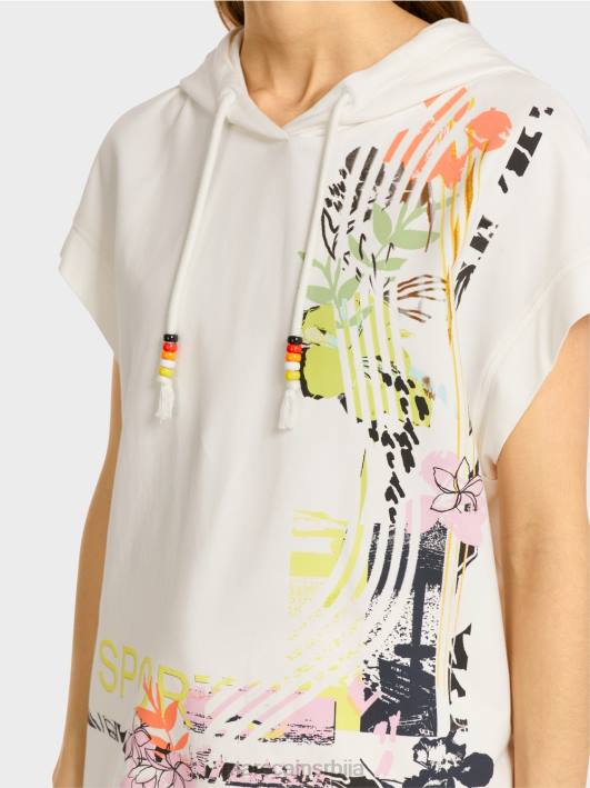 дуксерица са капуљачом са ресама Marc Cain D6881225 прљаво бело одећу