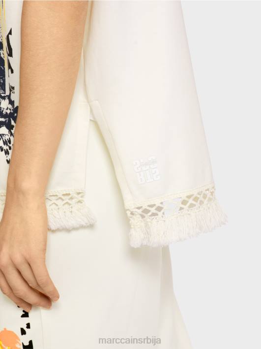 дуксерица са капуљачом са ресама Marc Cain D6881225 прљаво бело одећу