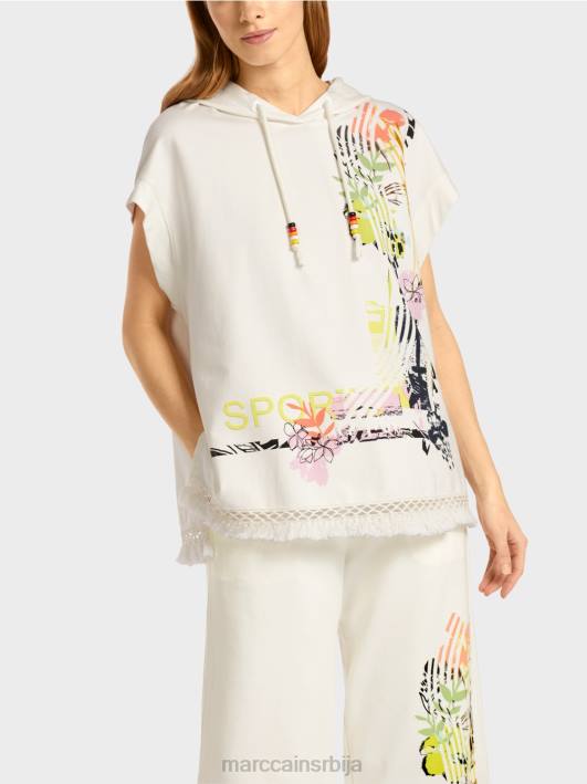 дуксерица са капуљачом са ресама Marc Cain D6881225 прљаво бело одећу