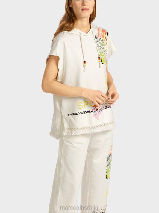 дуксерица са капуљачом са ресама Marc Cain D6881225 прљаво бело одећу