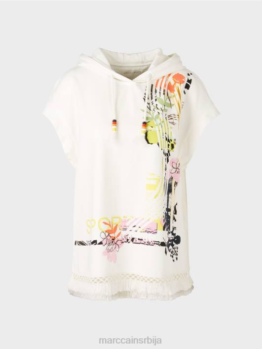 дуксерица са капуљачом са ресама Marc Cain D6881225 прљаво бело одећу