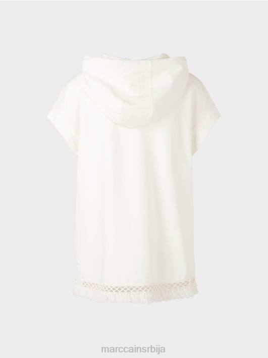 дуксерица са капуљачом са ресама Marc Cain D6881225 прљаво бело одећу