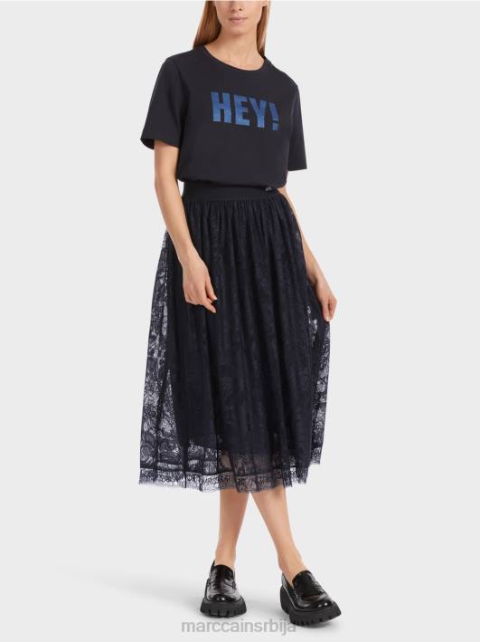 широка сукња од чипке од тила Marc Cain D688456 поноћно плава одећу