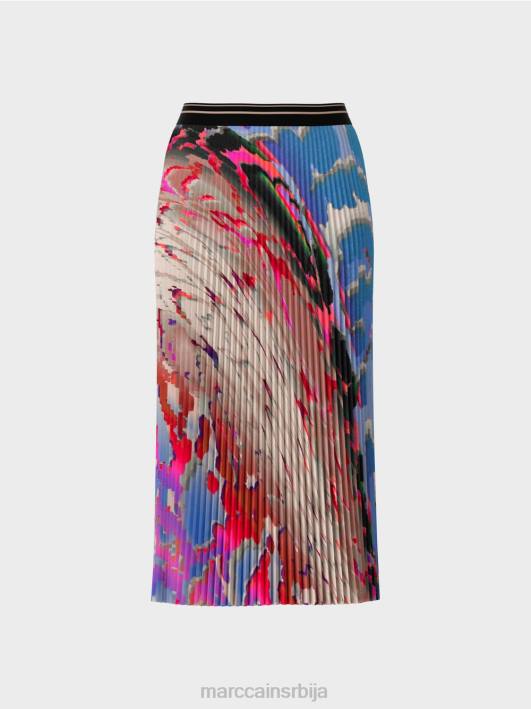 шарена штампана плисирана сукња Marc Cain D688466 тамно летње небо одећу