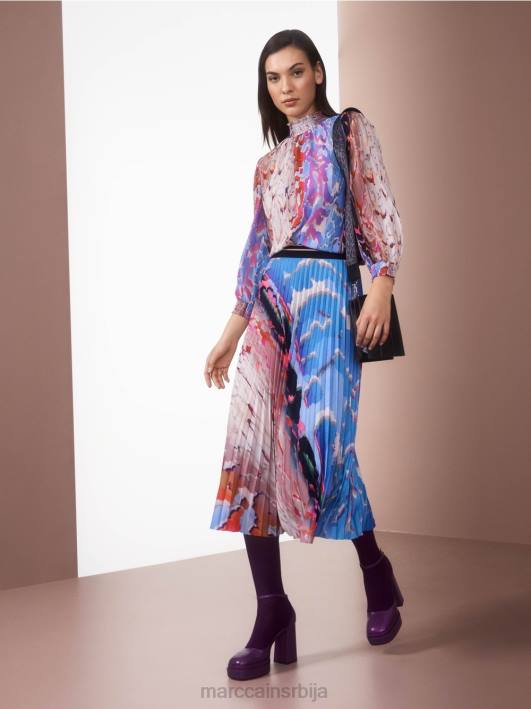 шарена штампана плисирана сукња Marc Cain D688466 тамно летње небо одећу