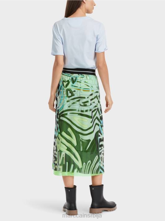 графити дизајн сукња у дресу од тила Marc Cain D688469 меки прах плаве боје одећу