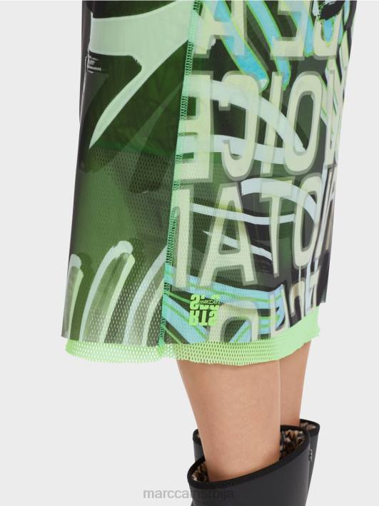 графити дизајн сукња у дресу од тила Marc Cain D688469 меки прах плаве боје одећу