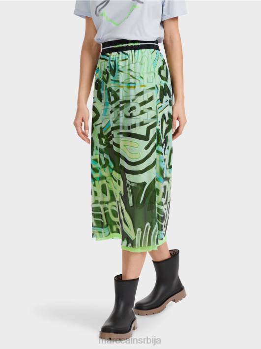 графити дизајн сукња у дресу од тила Marc Cain D688469 меки прах плаве боје одећу