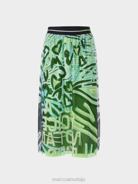 графити дизајн сукња у дресу од тила Marc Cain D688469 меки прах плаве боје одећу