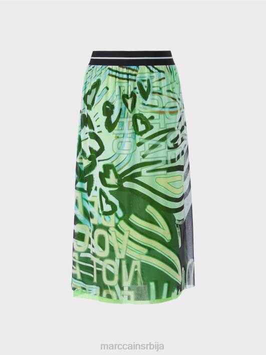 графити дизајн сукња у дресу од тила Marc Cain D688469 меки прах плаве боје одећу